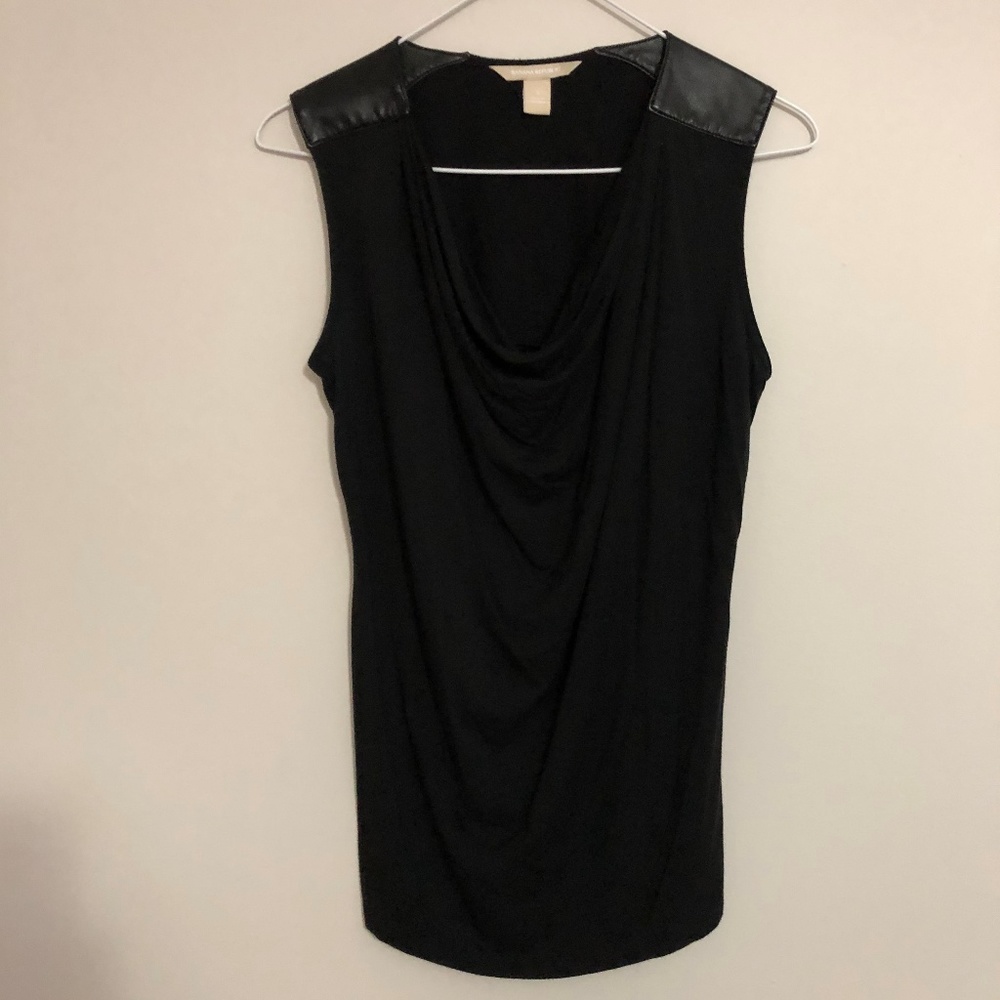 Banana Republic sleeveless top S leather shoulder